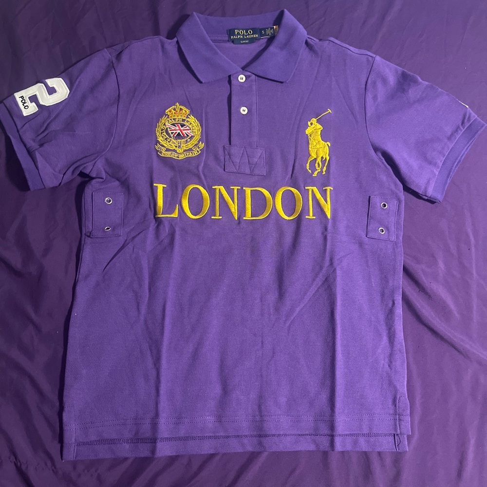 Ralph Lauren Purple And Gold London Polo Shirt
